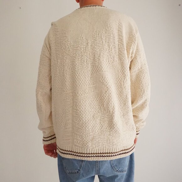 Vintage Shenandoah Sweater Cream Embroidered Geese Cabin Knit Rustic Outdoors XL - Picture 2 of 6